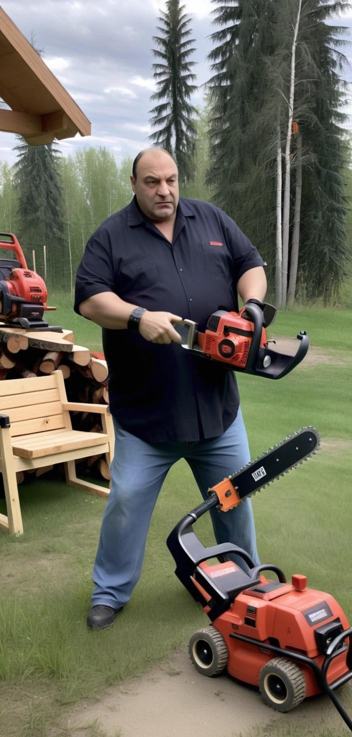 Image with seed 930981793 generated via Stable Diffusion through @stablehorde@sigmoid.social. Prompt: tony soprano juggling chainsaws on the polish throne in alberta