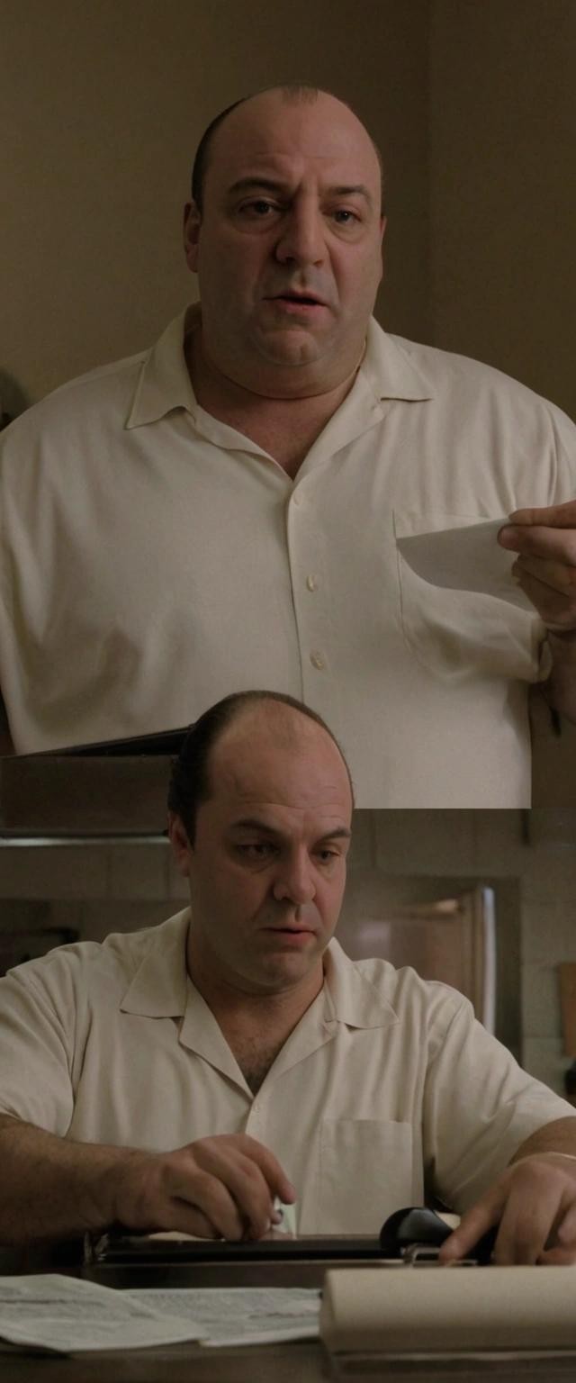 Image with seed 981433937 generated via Stable Diffusion through @stablehorde@sigmoid.social. Prompt: tony soprano proving that a language is not context-free by using the pumping lemma