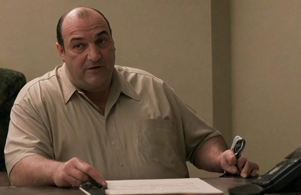 Image with seed 3851544074 generated via Stable Diffusion through @stablehorde@sigmoid.social. Prompt: tony soprano proving that a language is not context-free by using the pumping lemma