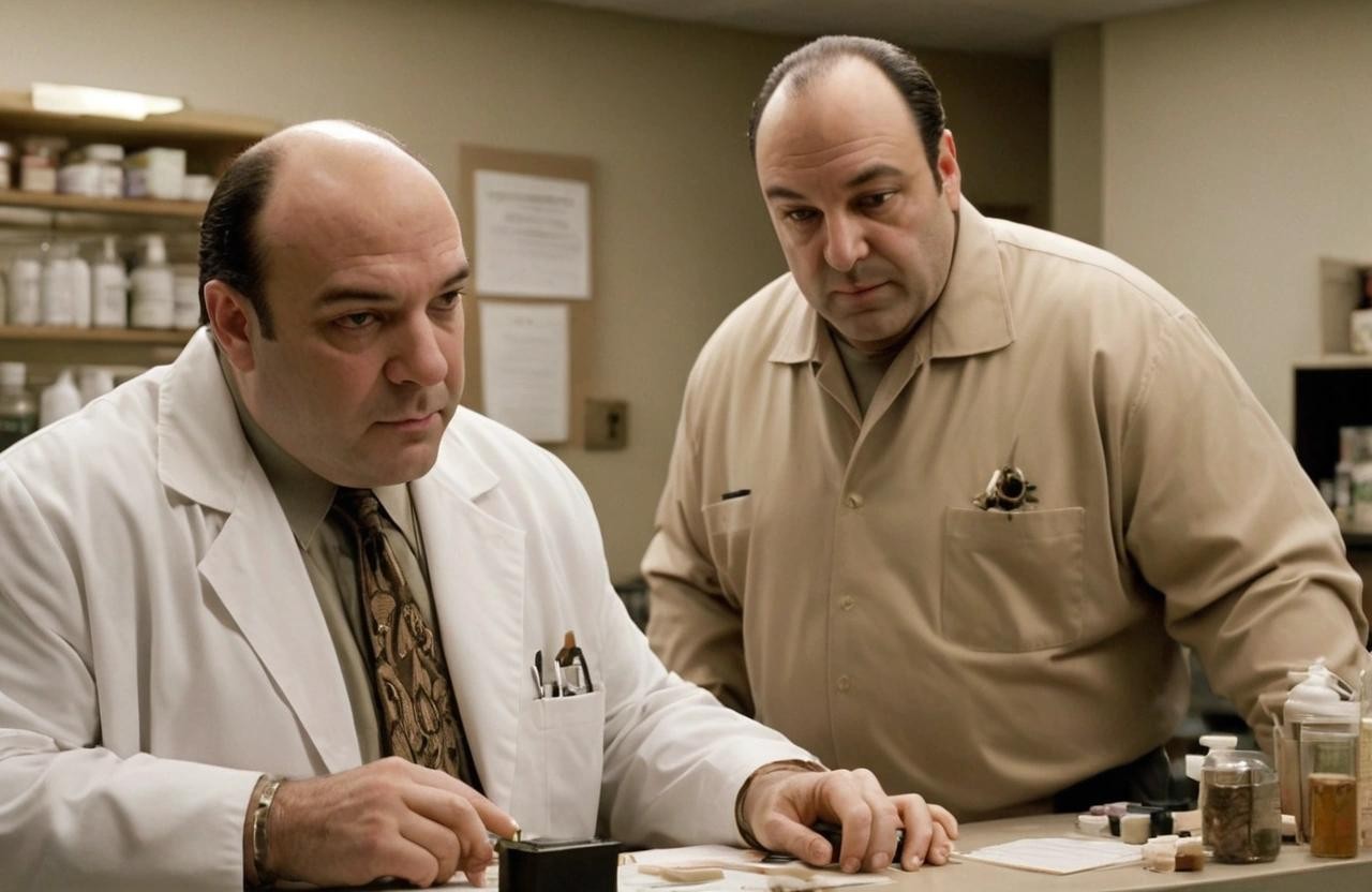 Image with seed 3049843585 generated via Stable Diffusion through @stablehorde@sigmoid.social. Prompt: Tony Soprano working as a certified animal naturopath
