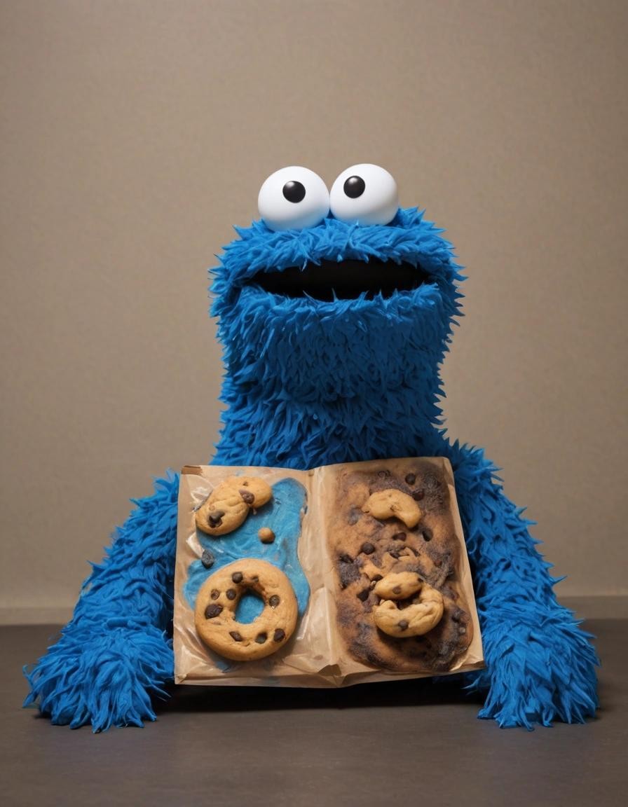 Image with seed 1342232153 generated via Stable Diffusion through @stablehorde@sigmoid.social. Prompt: a third-party cookie monster