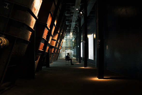 Inside the Ruhr Museum, where the exhibition area is integrated into the old structures of the former coal wash plant.