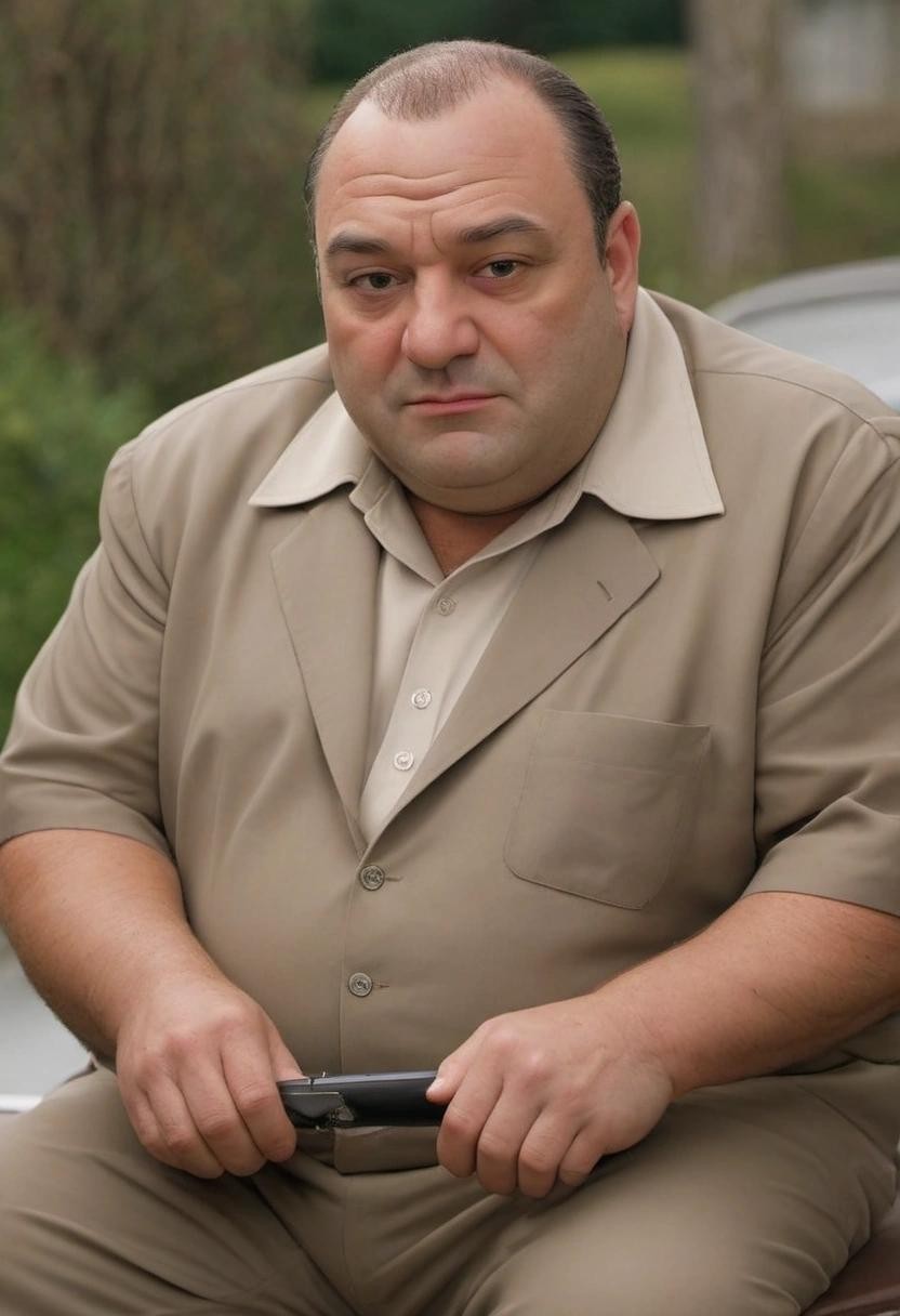 Image with seed 3358286731 generated via Stable Diffusion through @stablehorde@sigmoid.social. Prompt: tony soprano starring on his own tv show###