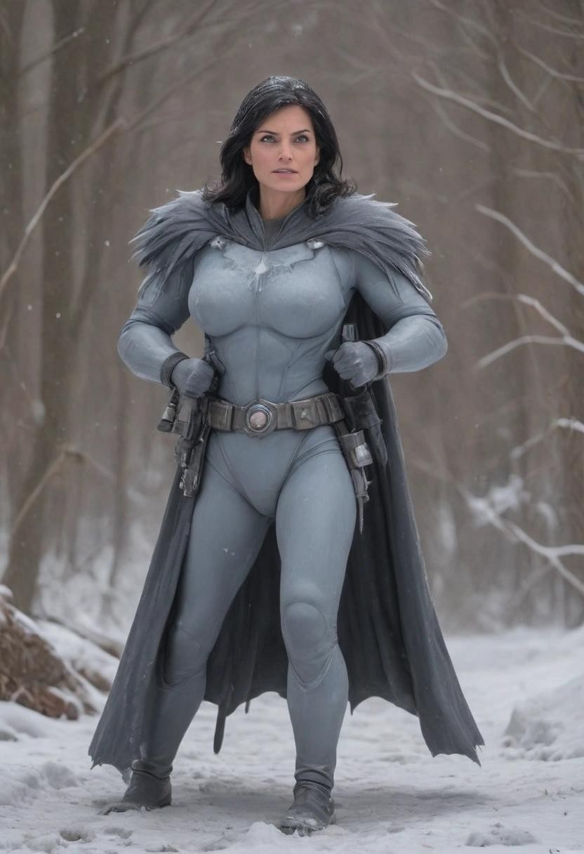 Image with seed 475175336 generated via Stable Diffusion through @stablehorde@sigmoid.social. Prompt: Nikki Haley as Mr Freeze from batman using a freeze ray on Iowa.###