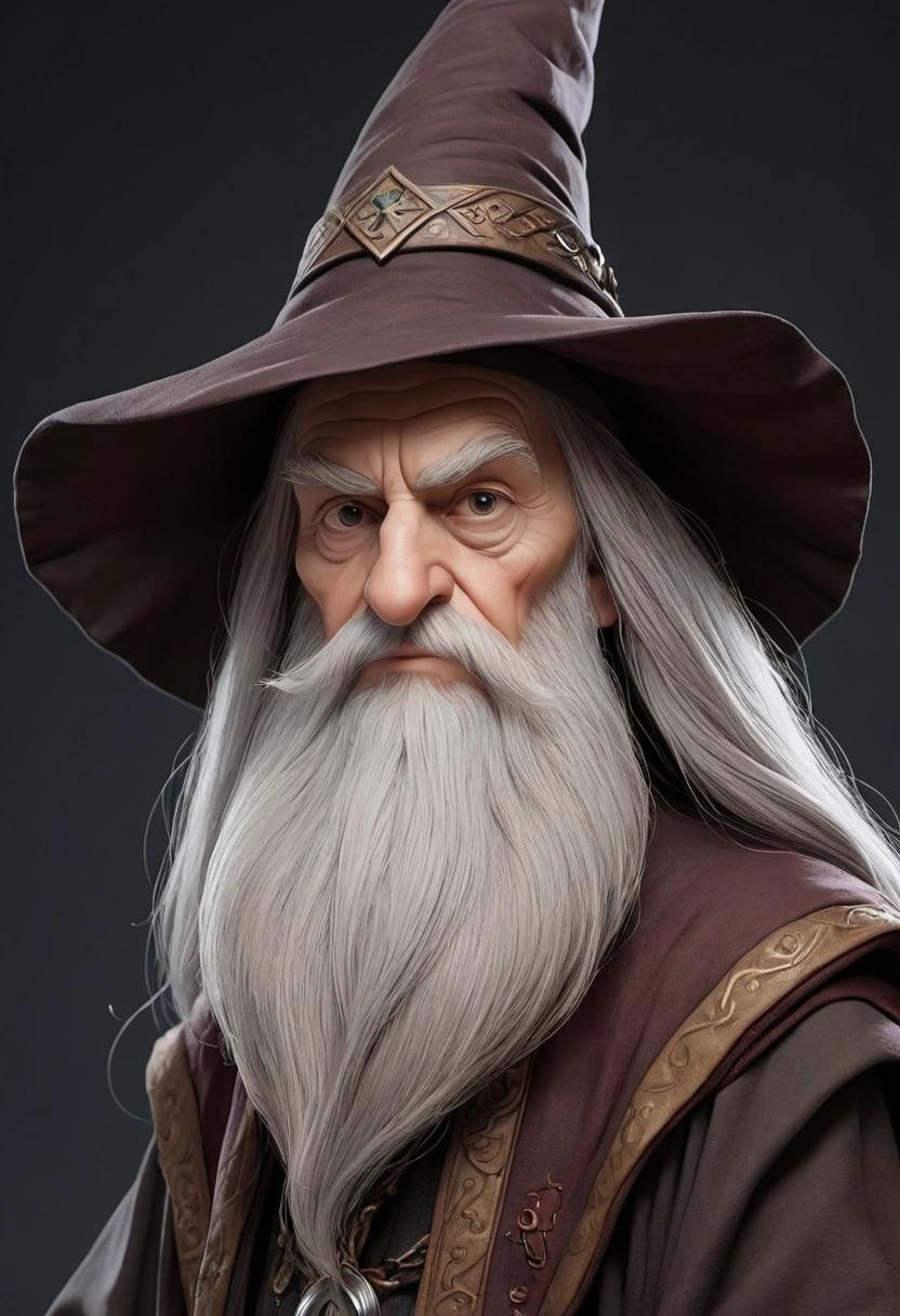 Image with seed 358474975 generated via Stable Diffusion through @stablehorde@sigmoid.social. Prompt: a kind old wizard with a pointy hat and a long beard###