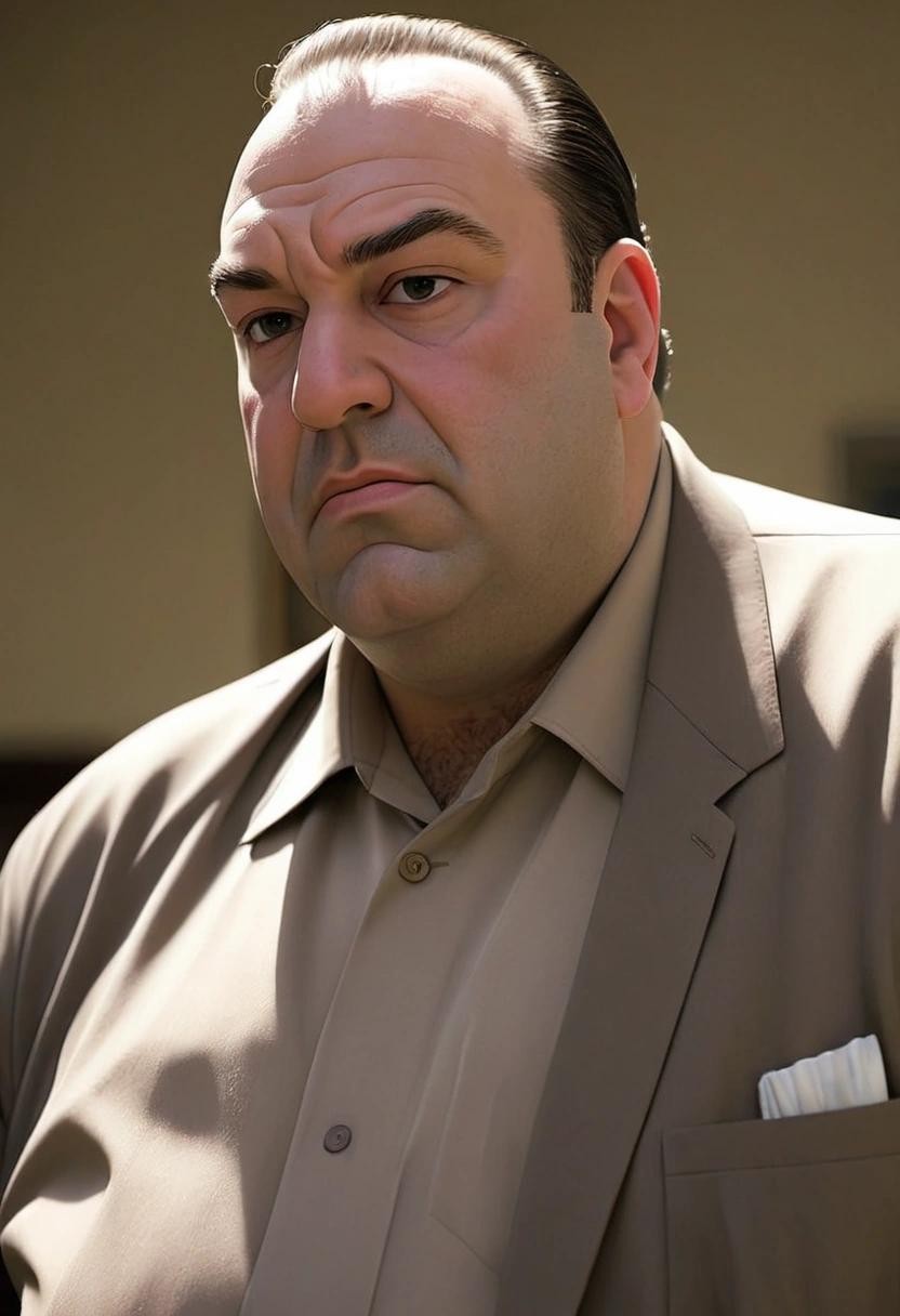 Image with seed 3455167320 generated via Stable Diffusion through @stablehorde@sigmoid.social. Prompt: tony soprano looking up czryblyltgblpvyr online###
