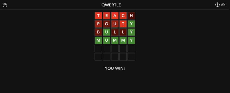 The old version, where the darker the red, the closer you are to the correct key (which then turns green).