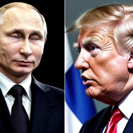 Image with seed 2375919215 generated via Stable Diffusion through @stablehorde@sigmoid.social. Prompt: president Putin as a puppetmaster and president Trump as a marionett ###