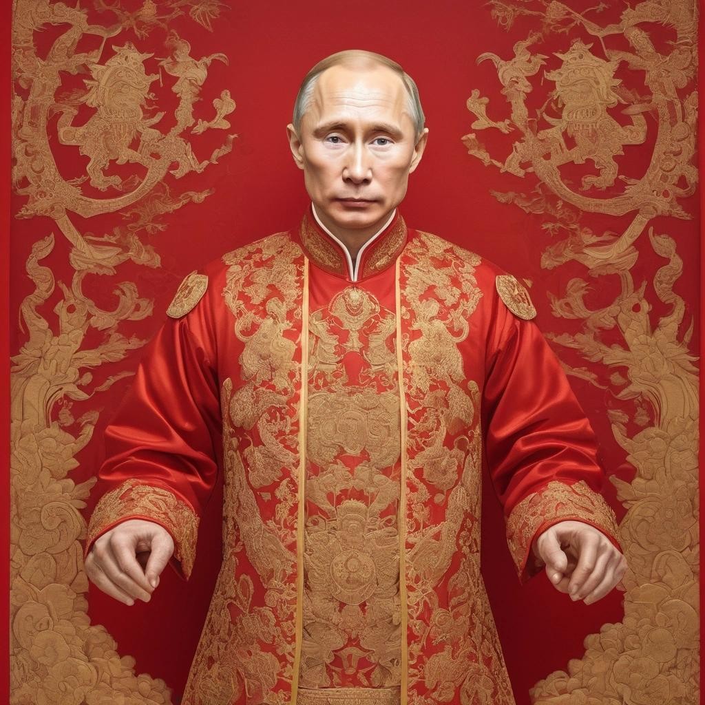 Image with seed 3764335991 generated via Stable Diffusion through @stablehorde@sigmoid.social. Prompt: president Putin as a puppetmaster . traditional ancient chinese paper art, intricate, beautiful, elegant, red and gold, layered paper###nsfw, 
