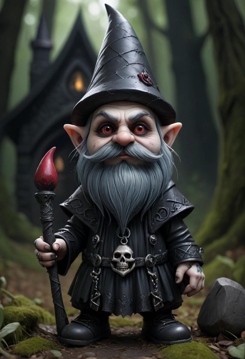 Image with seed 93376320 generated via Stable Diffusion through @stablehorde@sigmoid.social. Prompt: a gothic gnome