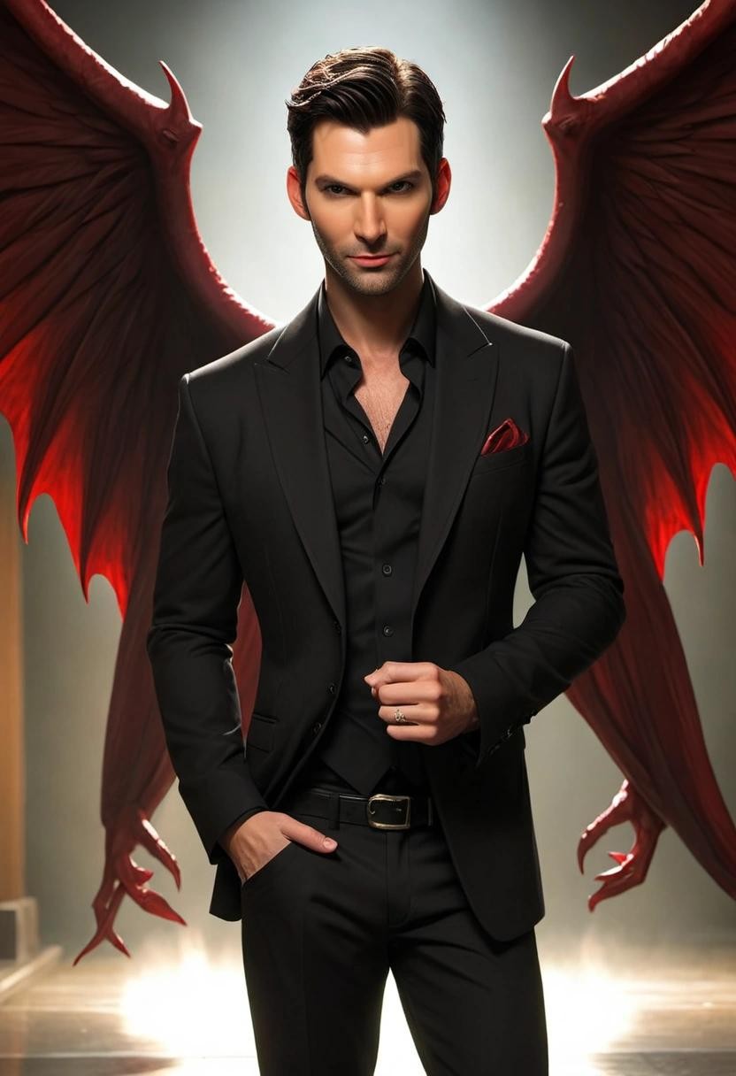 Image with seed 1972730389 generated via Stable Diffusion through @stablehorde@sigmoid.social. Prompt: Lucifer Morningstar being a very handsome devil