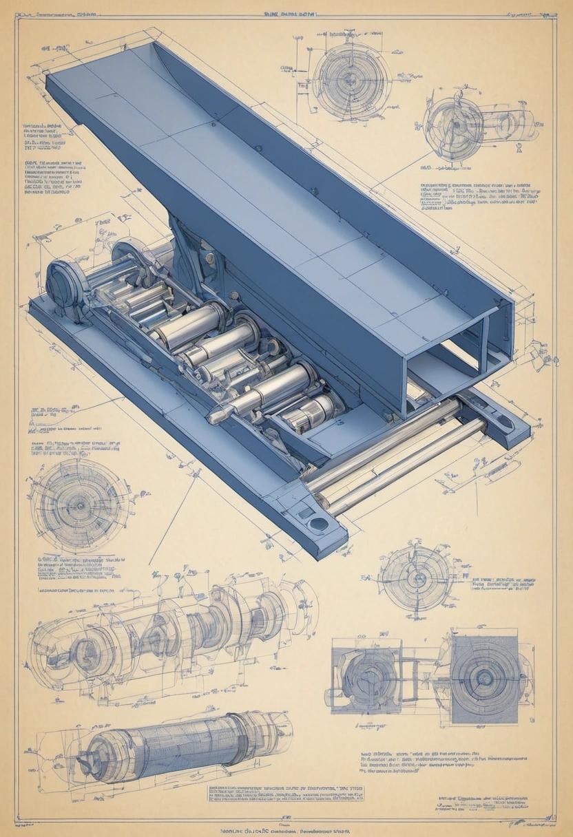 Image with seed 2612186441 generated via Stable Diffusion through @stablehorde@sigmoid.social. Prompt: a detailed reference drawing of a detailed schematic of a detailed blueprint of a detailed exploded view of an inclined plane