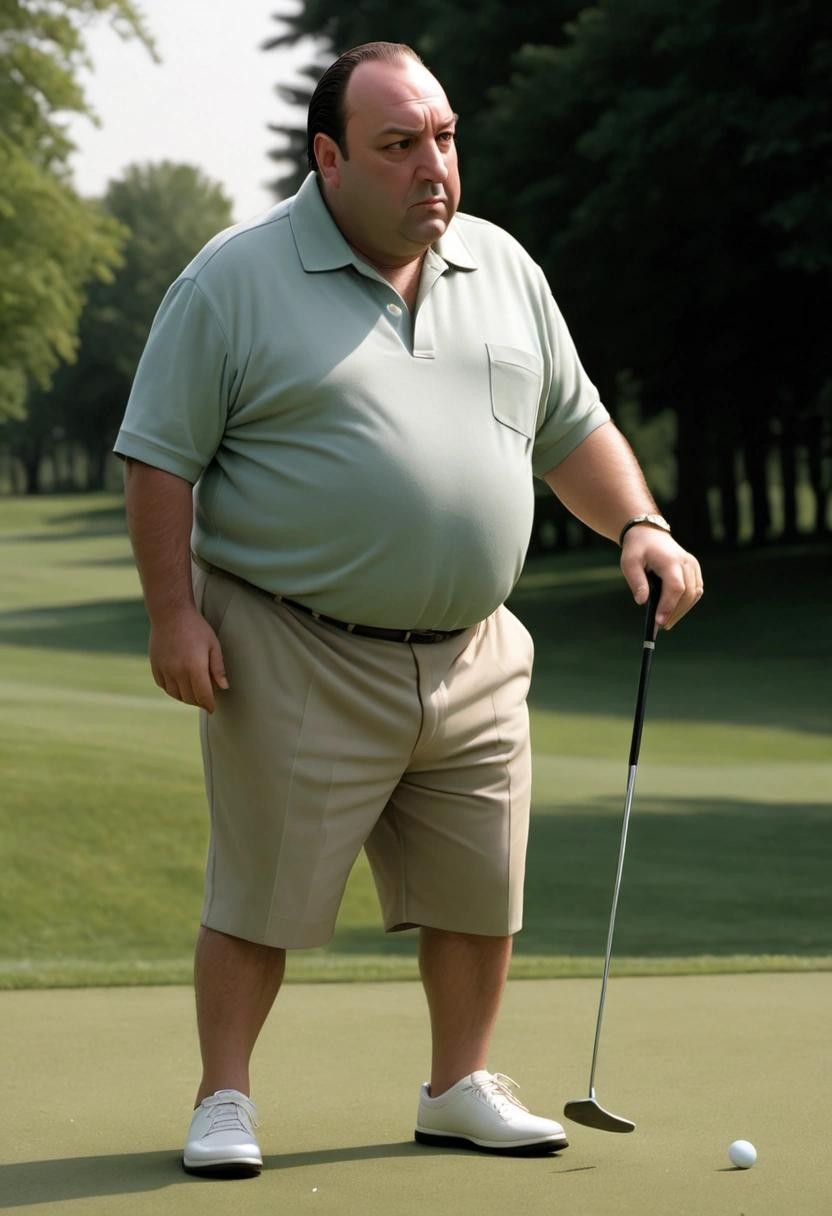 Image with seed 2576762513 generated via Stable Diffusion through @stablehorde@sigmoid.social. Prompt: tony soprano golfing his perl code