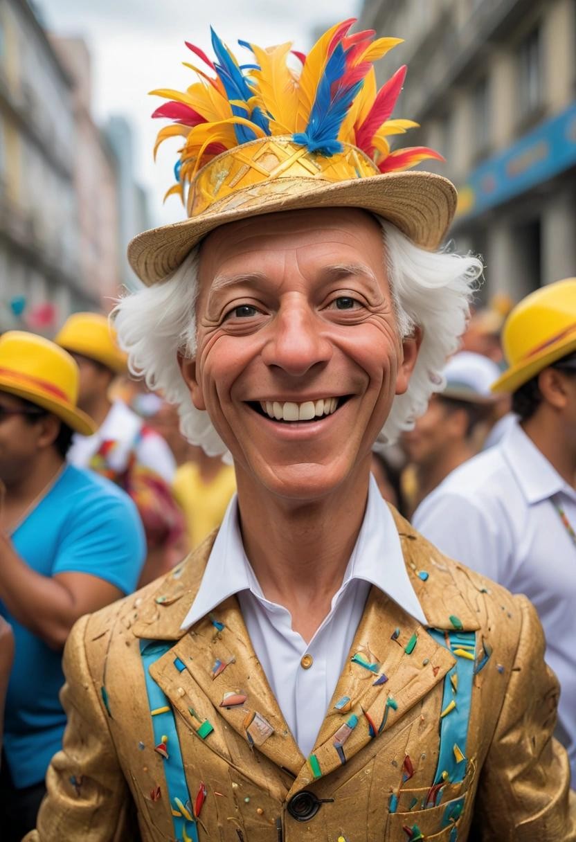 Image with seed 2930976486 generated via Stable Diffusion through @stablehorde@sigmoid.social. Prompt: Euler, the mathematician, enjoying the carnival of Rio de Janeiro at the parade of samba schools style portraitphoto