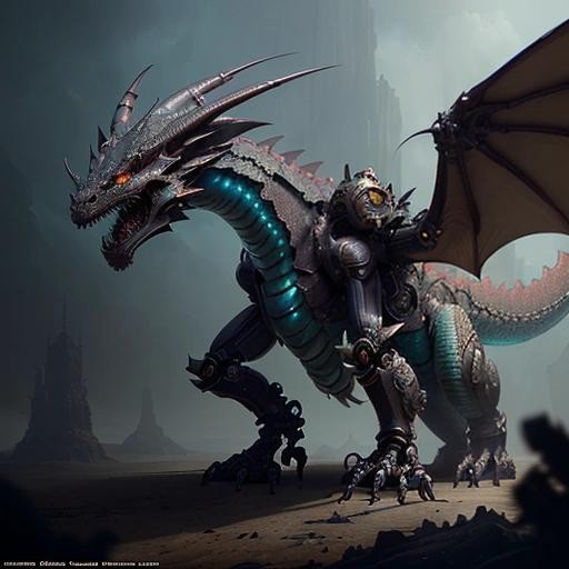 Image with seed 826796303 generated via Stable Diffusion through @stablehorde@sigmoid.social. Prompt: a dragon that is a mechanical robot , fantasy artwork, epic, detailed and intricate digital painting, trending on artstation, by wlop and greg rutkowski, octane render