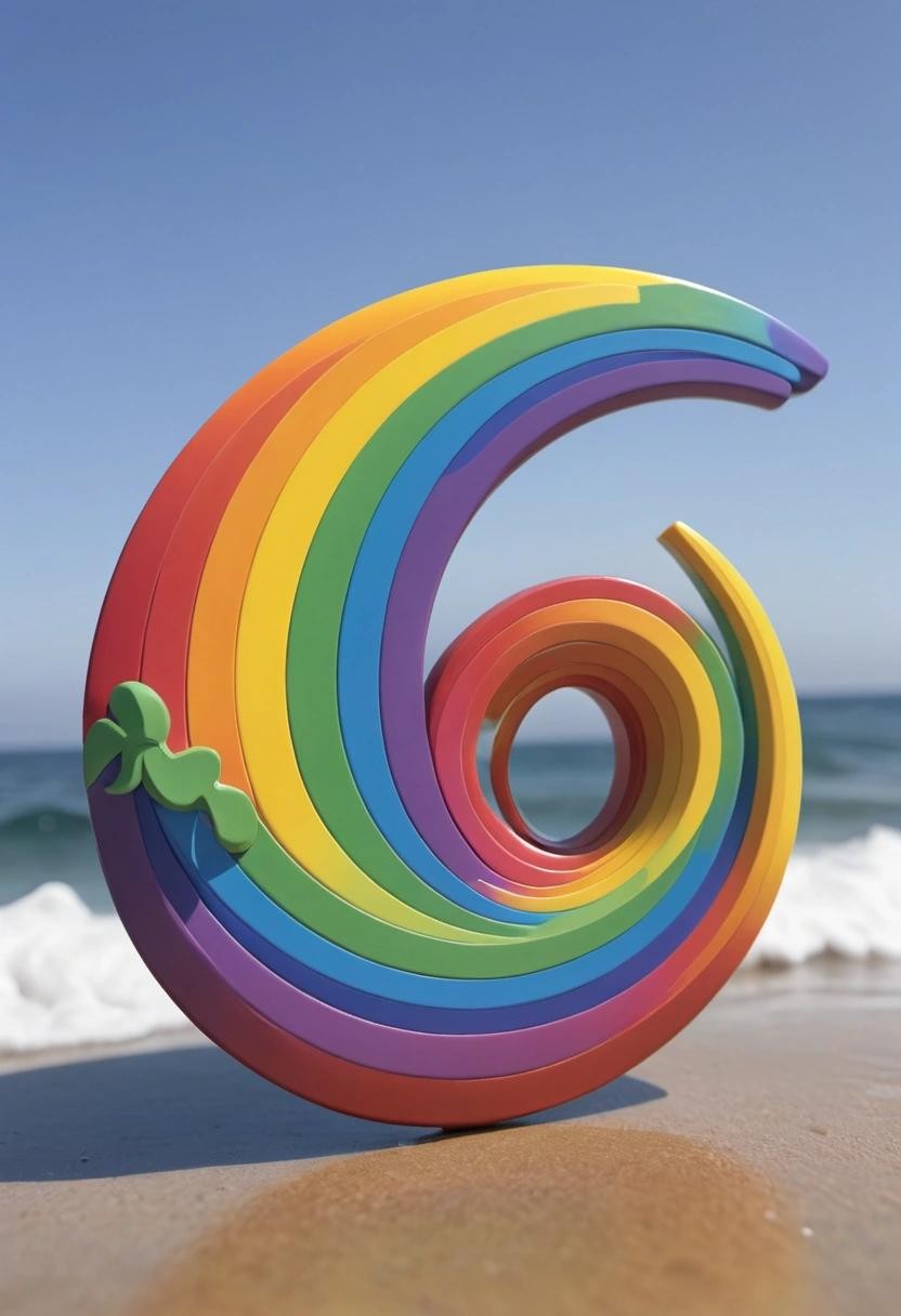 Image with seed 1767615509 generated via Stable Diffusion through @stablehorde@sigmoid.social. Prompt: the rainbow phish logo swimming in a sunny ocean