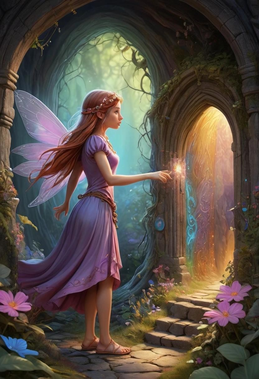 Image with seed 111848891 generated via Stable Diffusion through @stablehorde@sigmoid.social. Prompt: Woman about to enter a magic fairy portal, highly detailed, digital painting, fantasy, colourful, whimsical