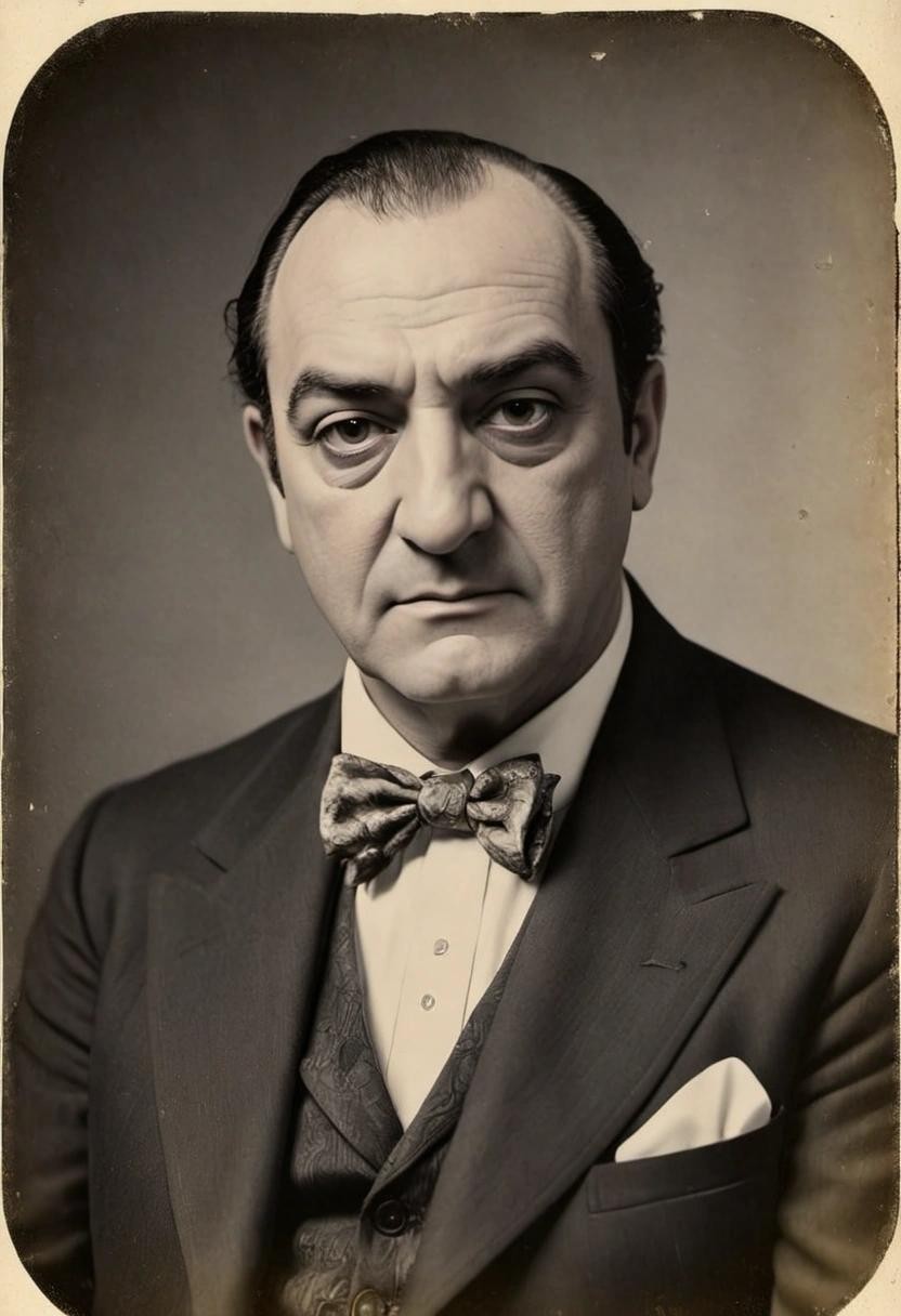 Image with seed 2991998709 generated via Stable Diffusion through @stablehorde@sigmoid.social. Prompt: a vintage daguerrotype of tony soprano's identical second grand-uncle that looks just like him