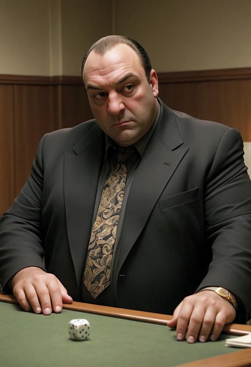 Image with seed 2386778958 generated via Stable Diffusion through @stablehorde@sigmoid.social. Prompt: tony soprano wielding absolute power without checks or balances