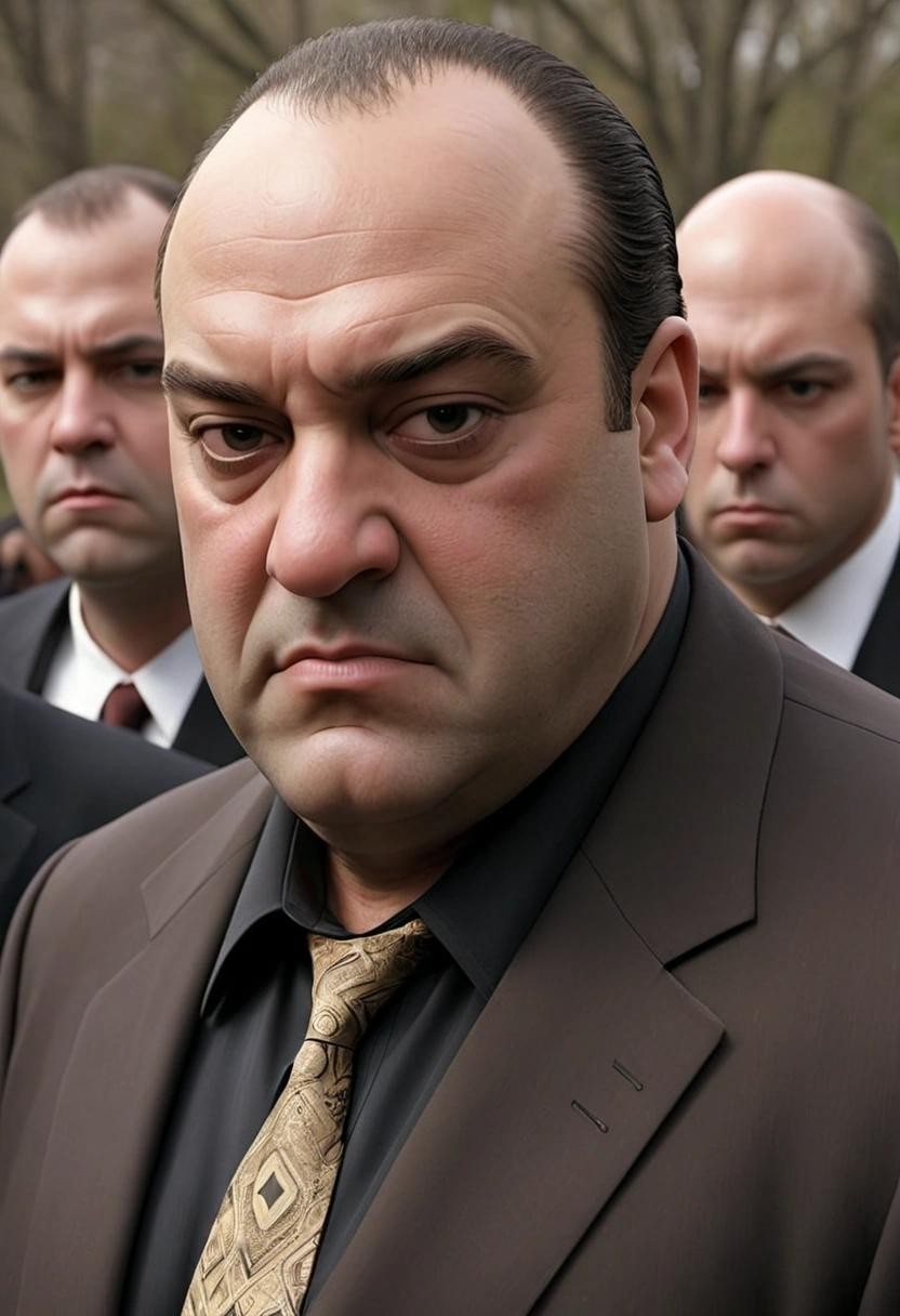 Image with seed 610221408 generated via Stable Diffusion through @stablehorde@sigmoid.social. Prompt: here Tony Soprano has a posse