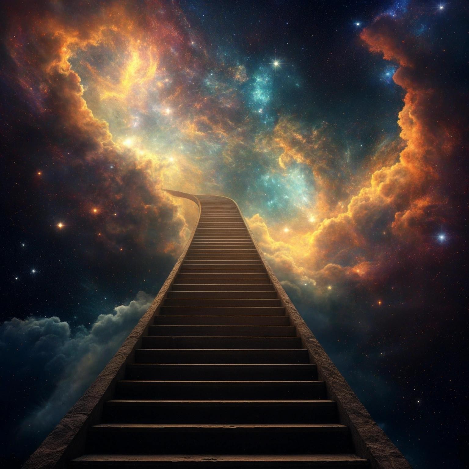 Image with seed 1245804433 generated via Stable Diffusion through @stablehorde@sigmoid.social. Prompt: a Cosmic Stairway to Heaven