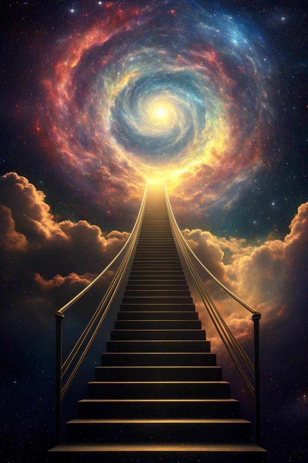 Image with seed 1669005566 generated via Stable Diffusion through @stablehorde@sigmoid.social. Prompt: a Cosmic Stairway to Heaven