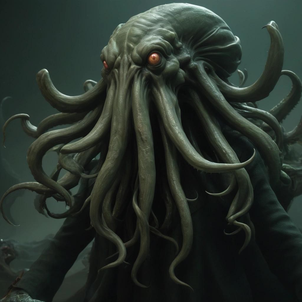 Image with seed 814963166 generated via Stable Diffusion through @stablehorde@sigmoid.social. Prompt: Iä! Iä! Cthulhu fhtagn! Ph'nglui mglw'nfah Cthulhu R'lyeh wgah'nagl fhtagn! 