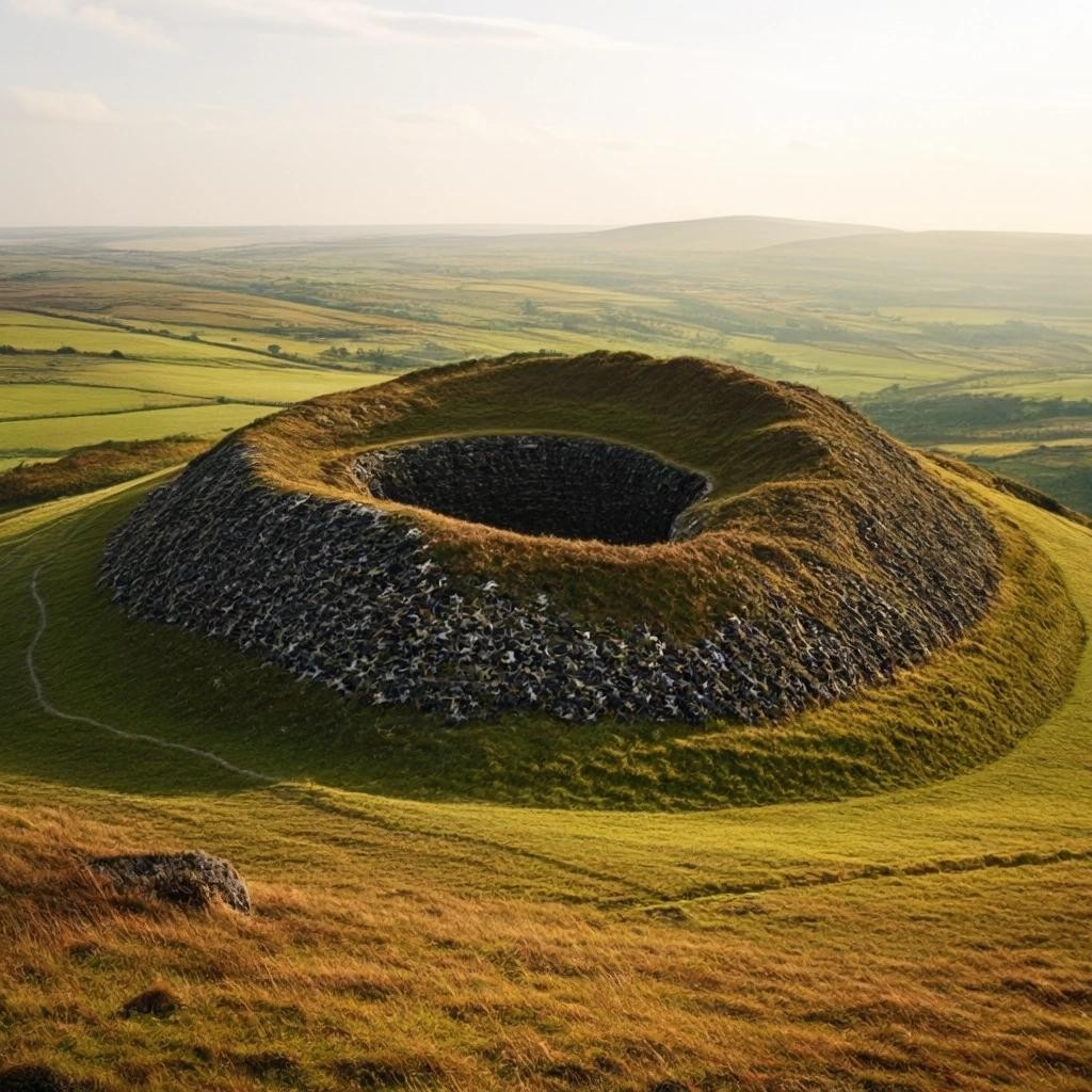 Image with seed 1696429507 generated via Stable Diffusion through @stablehorde@sigmoid.social. Prompt: a bronze age hill fort