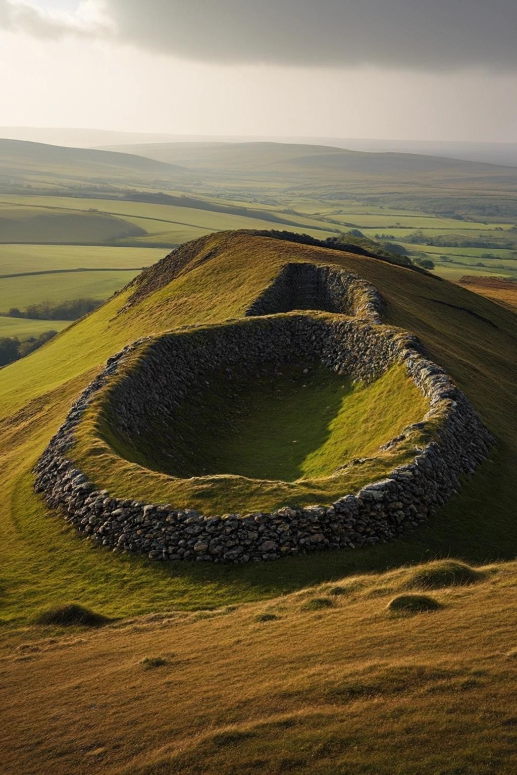 Image with seed 1360962245 generated via Stable Diffusion through @stablehorde@sigmoid.social. Prompt: a bronze age hill fort