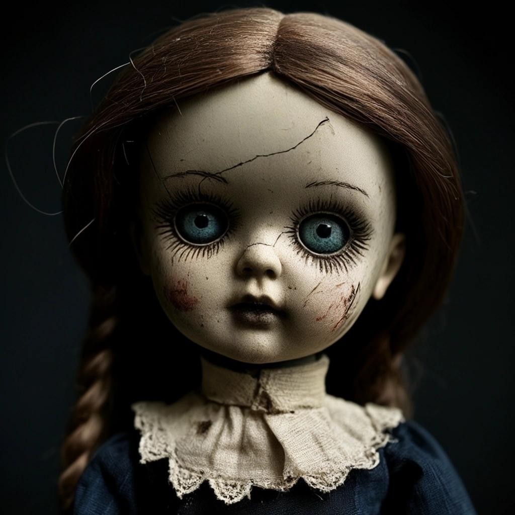 Image with seed 822508041 generated via Stable Diffusion through @stablehorde@sigmoid.social. Prompt: creepy old dolls, broken, patched up, bent, mutated, cursed, horror, dark, menacing, gothic, (masterpiece), best quality, expressive eyes