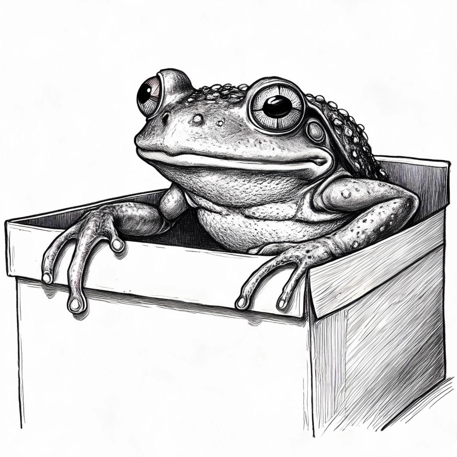 Image with seed 3365639902 generated via Stable Diffusion through @stablehorde@sigmoid.social. Prompt: a black and white hand drawn sketch of a frog with enormous eyes and gils eating away on a corn cob in a freezer