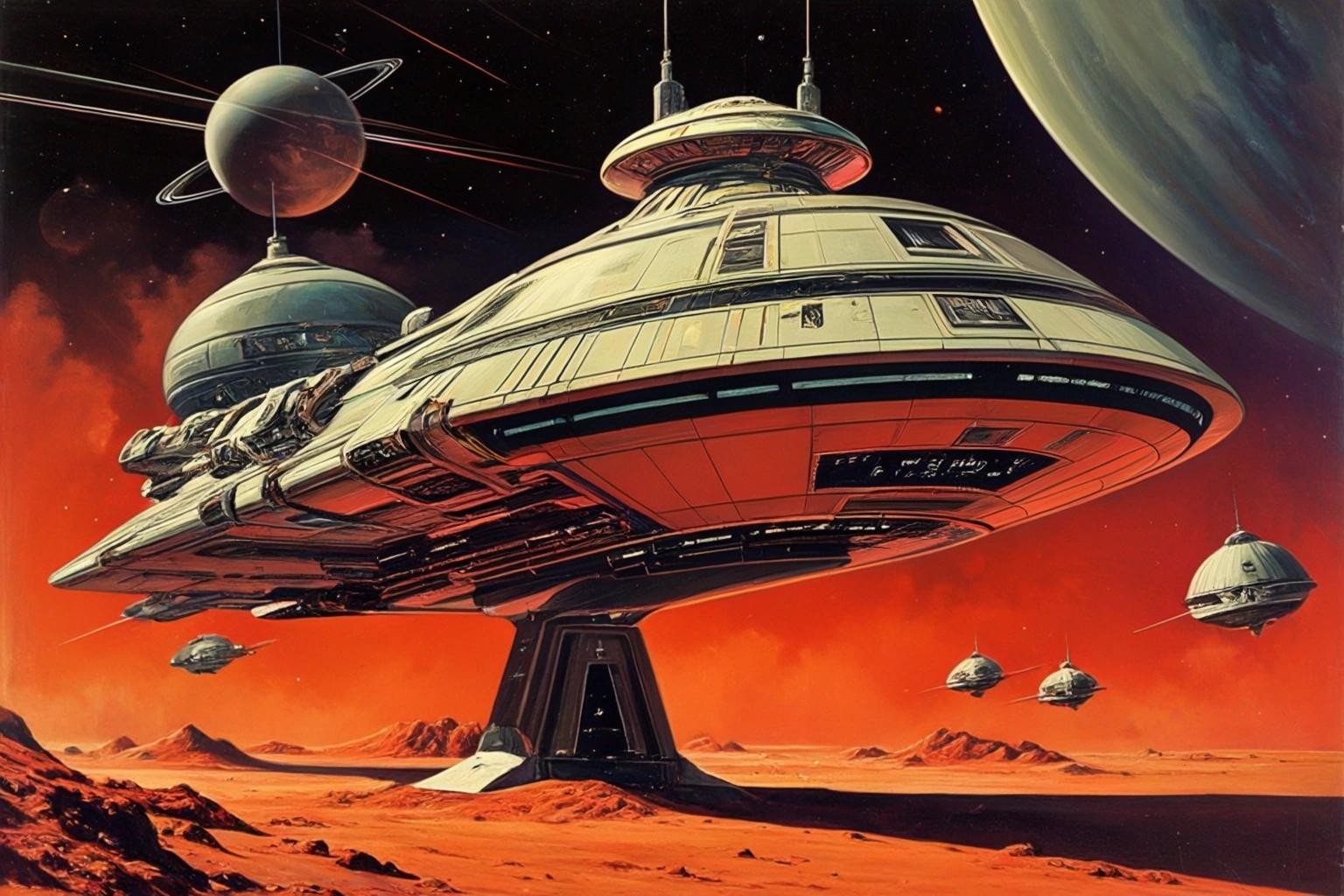 Image with seed 780845715 generated via Stable Diffusion through @stablehorde@sigmoid.social. Prompt: the glorious days of the galactic empire, space opera, science fiction, far future, glamour, kitsch