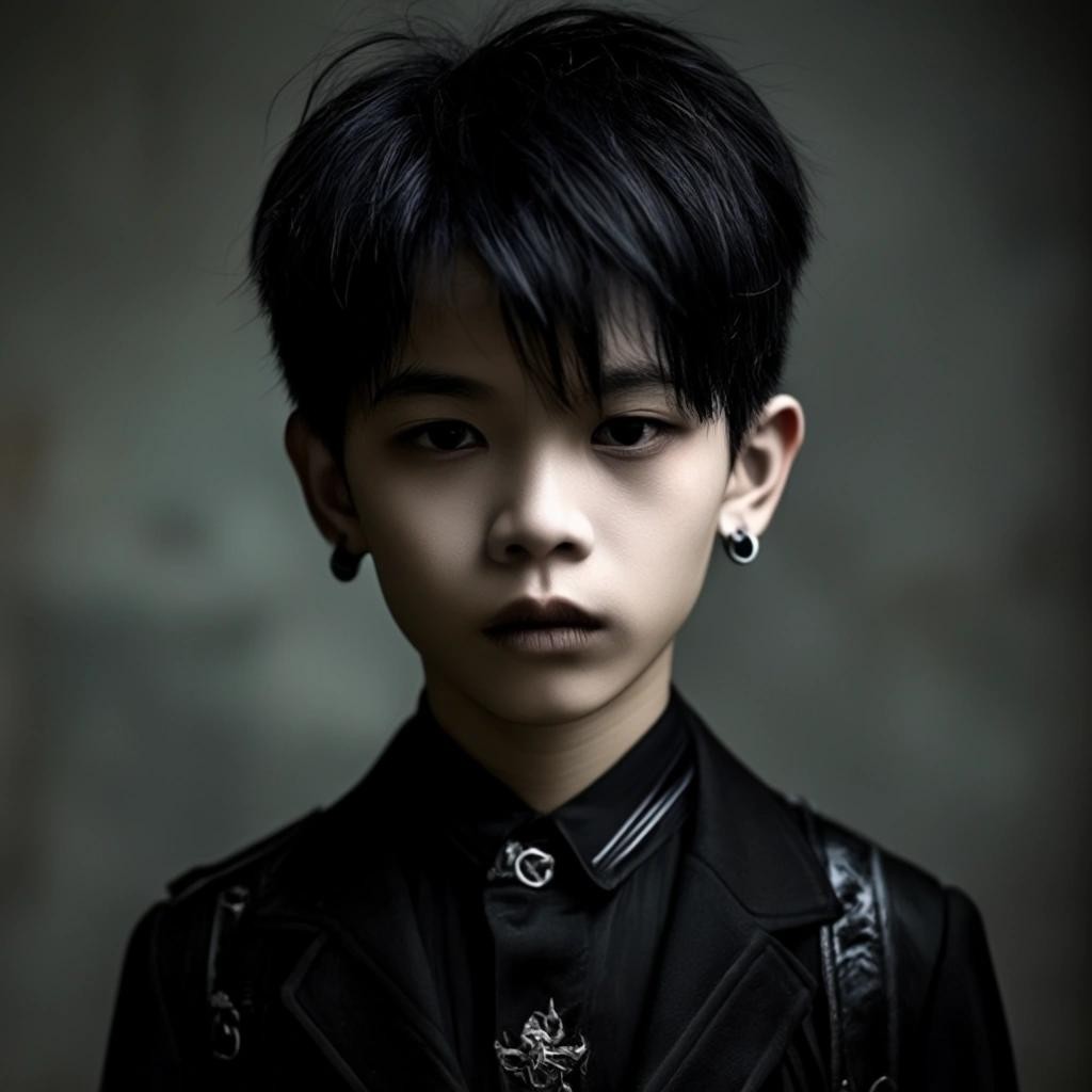 Image with seed 3559474052 generated via Stable Diffusion through @stablehorde@sigmoid.social. Prompt: Vietnamese goth boy