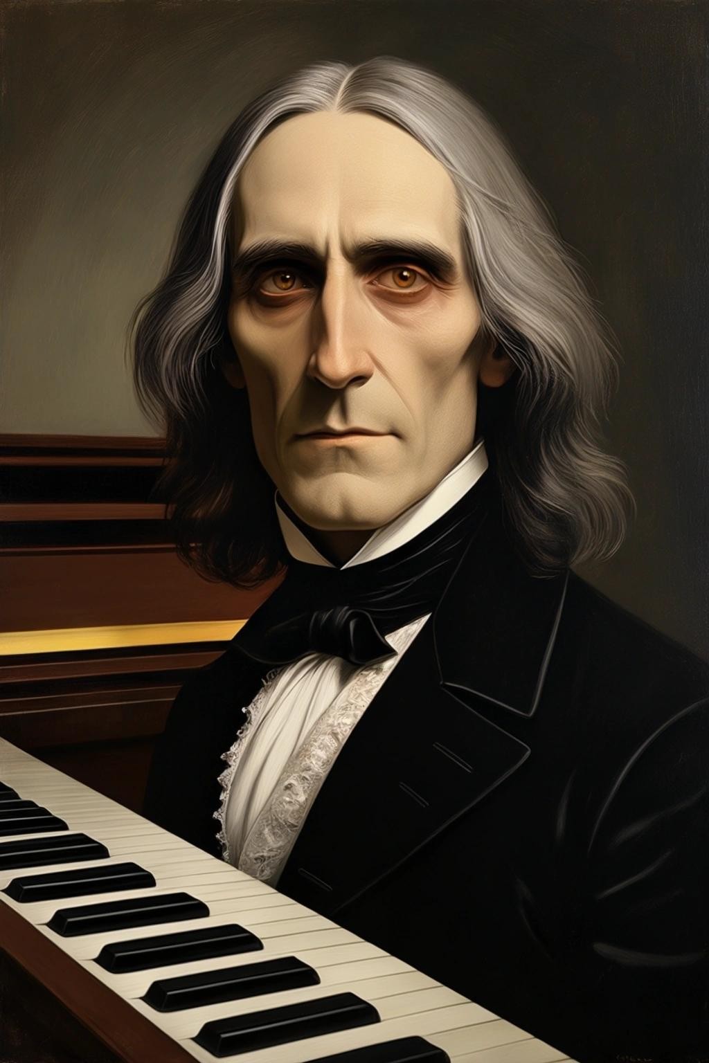 Image with seed 2936324778 generated via Stable Diffusion through @stablehorde@sigmoid.social. Prompt: franz liszt with bedroom eyes