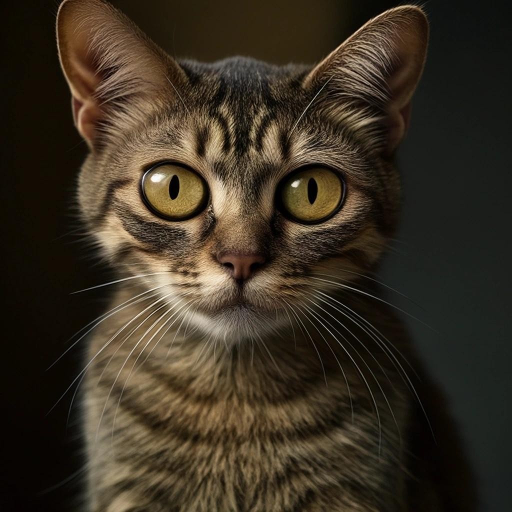 Image with seed 3312548046 generated via Stable Diffusion through @stablehorde@sigmoid.social. Prompt: a photograph of a cat with Philippine tarsier eyes and the body of a monkey