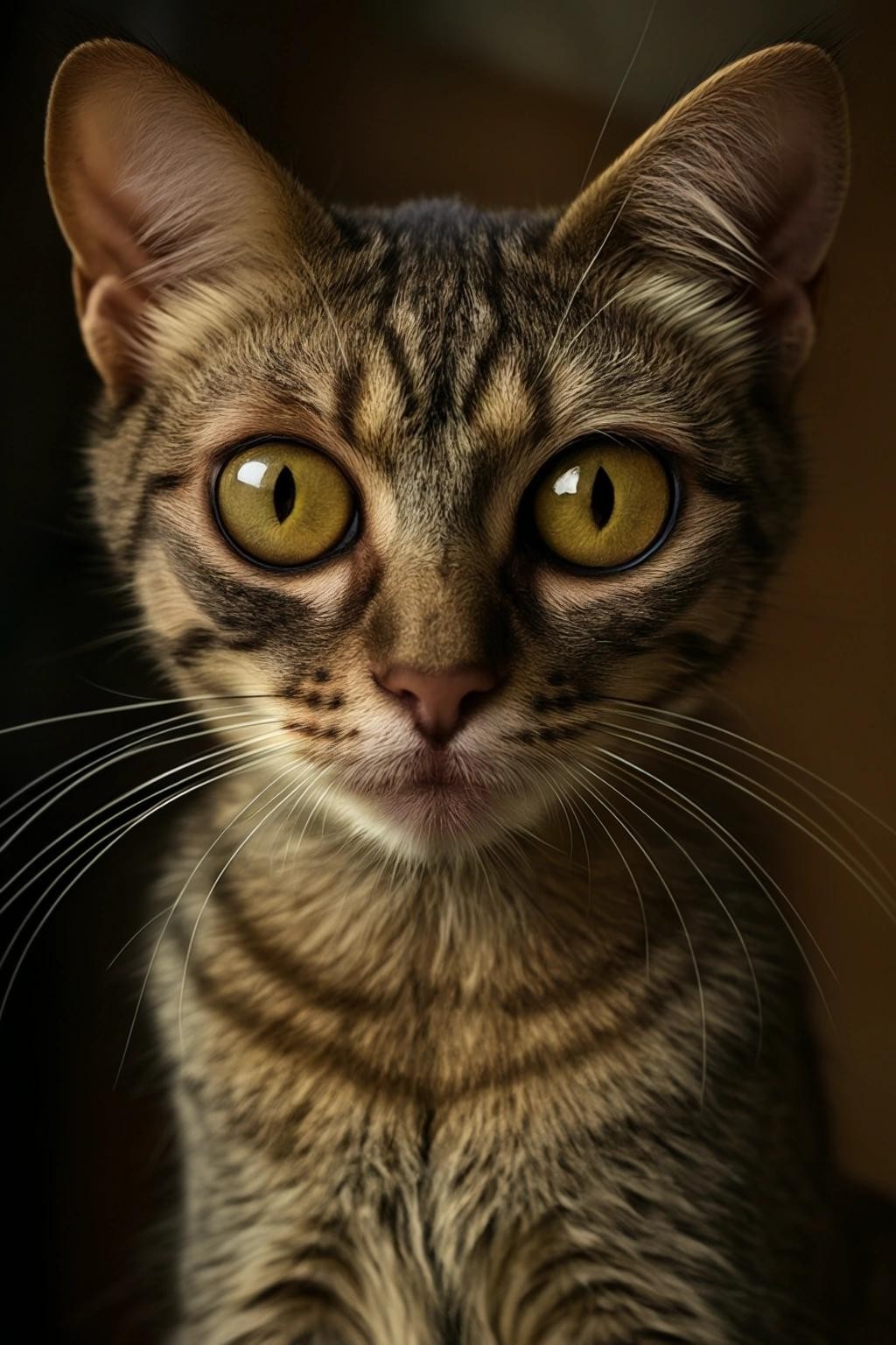 Image with seed 107361702 generated via Stable Diffusion through @stablehorde@sigmoid.social. Prompt: a photograph of a cat with Philippine tarsier eyes and the body of a monkey