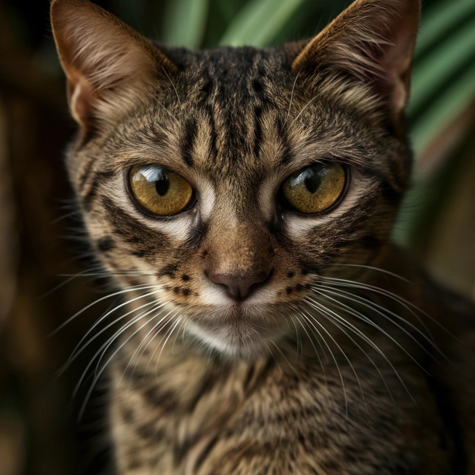 Image with seed 2156864870 generated via Stable Diffusion through @stablehorde@sigmoid.social. Prompt: a photograph of a cat with Philippine tarsier eyes and the body of a monkey