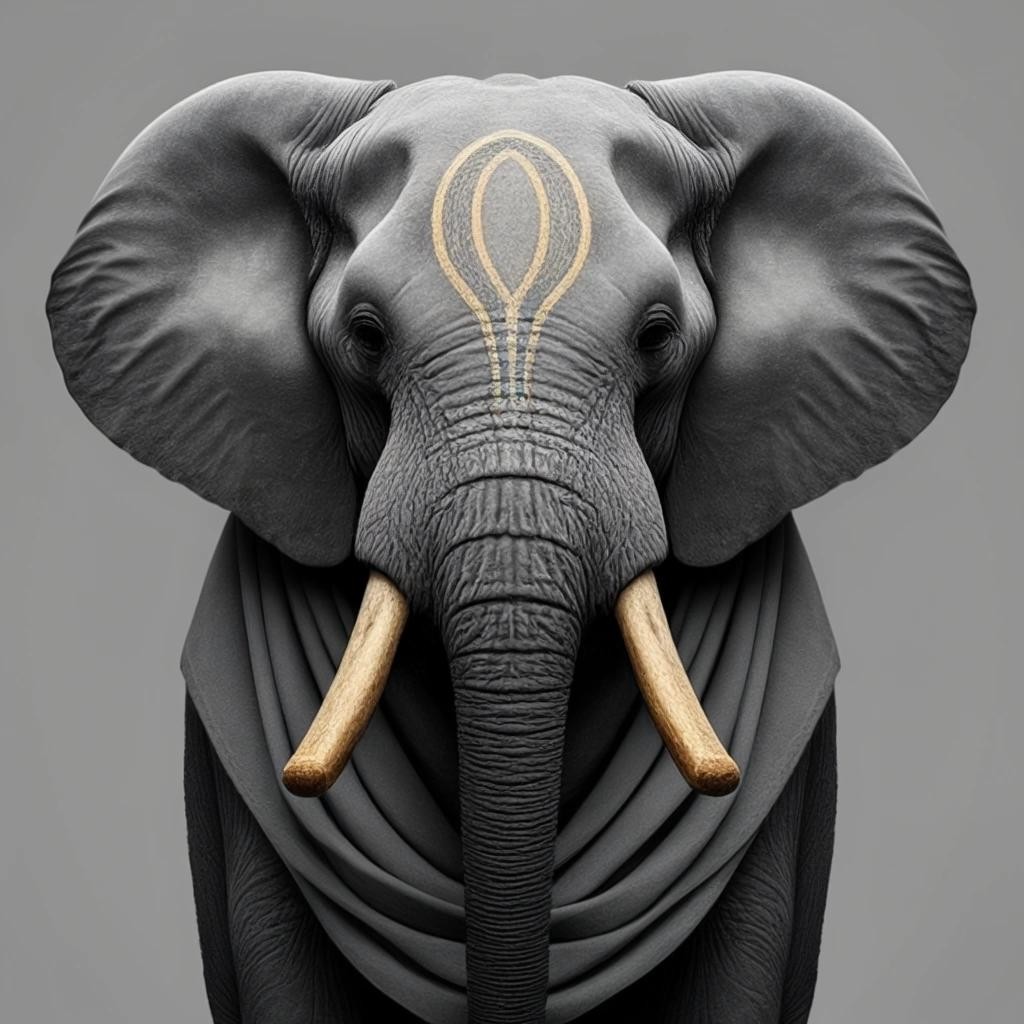 Image with seed 3244978656 generated via Stable Diffusion through @stablehorde@sigmoid.social. Prompt: an elephant which wears a face maskCc: @sarah_ist_muede