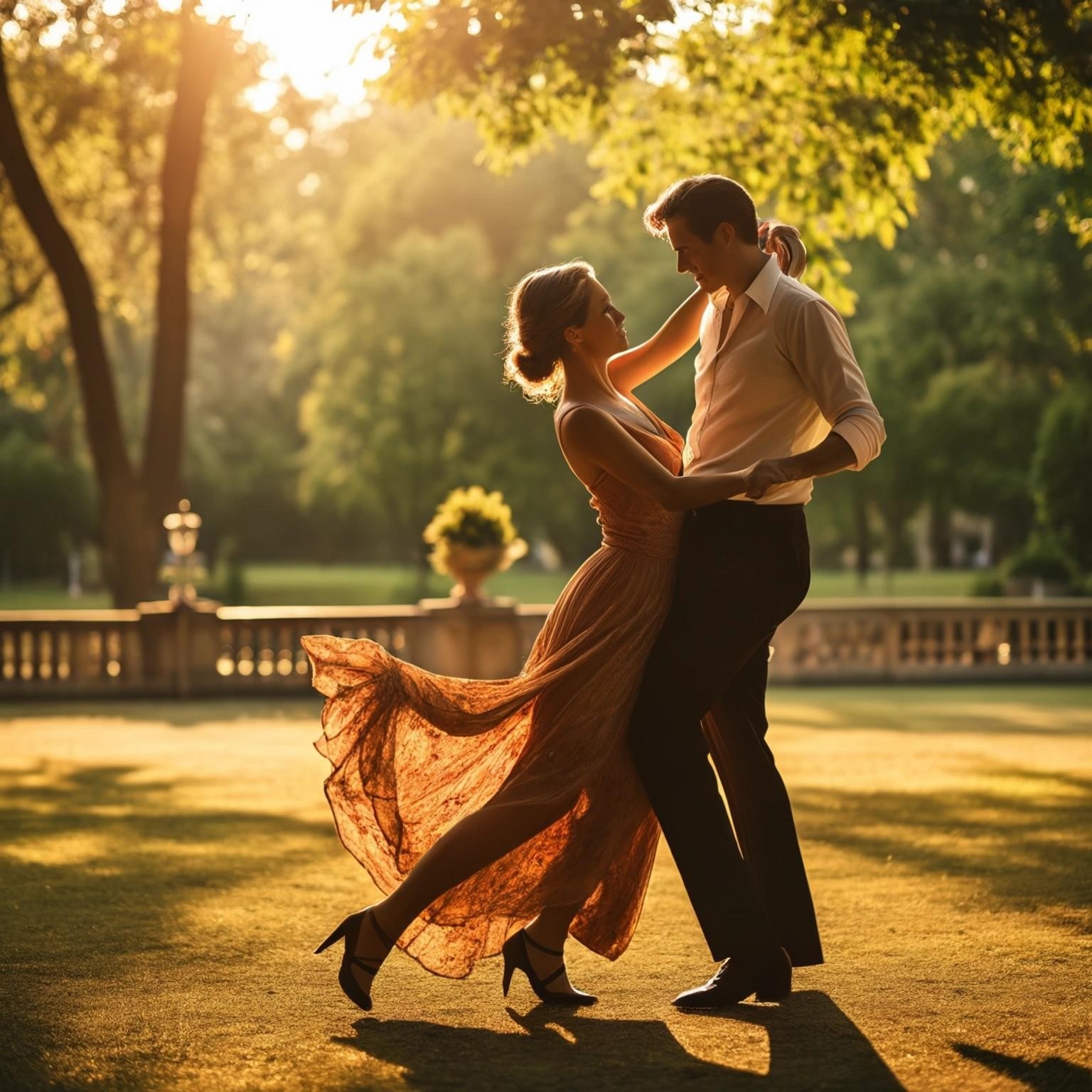 Image with seed 1345396197 generated via Stable Diffusion through @stablehorde@sigmoid.social. Prompt: a couple dancing tango in a Park in summer