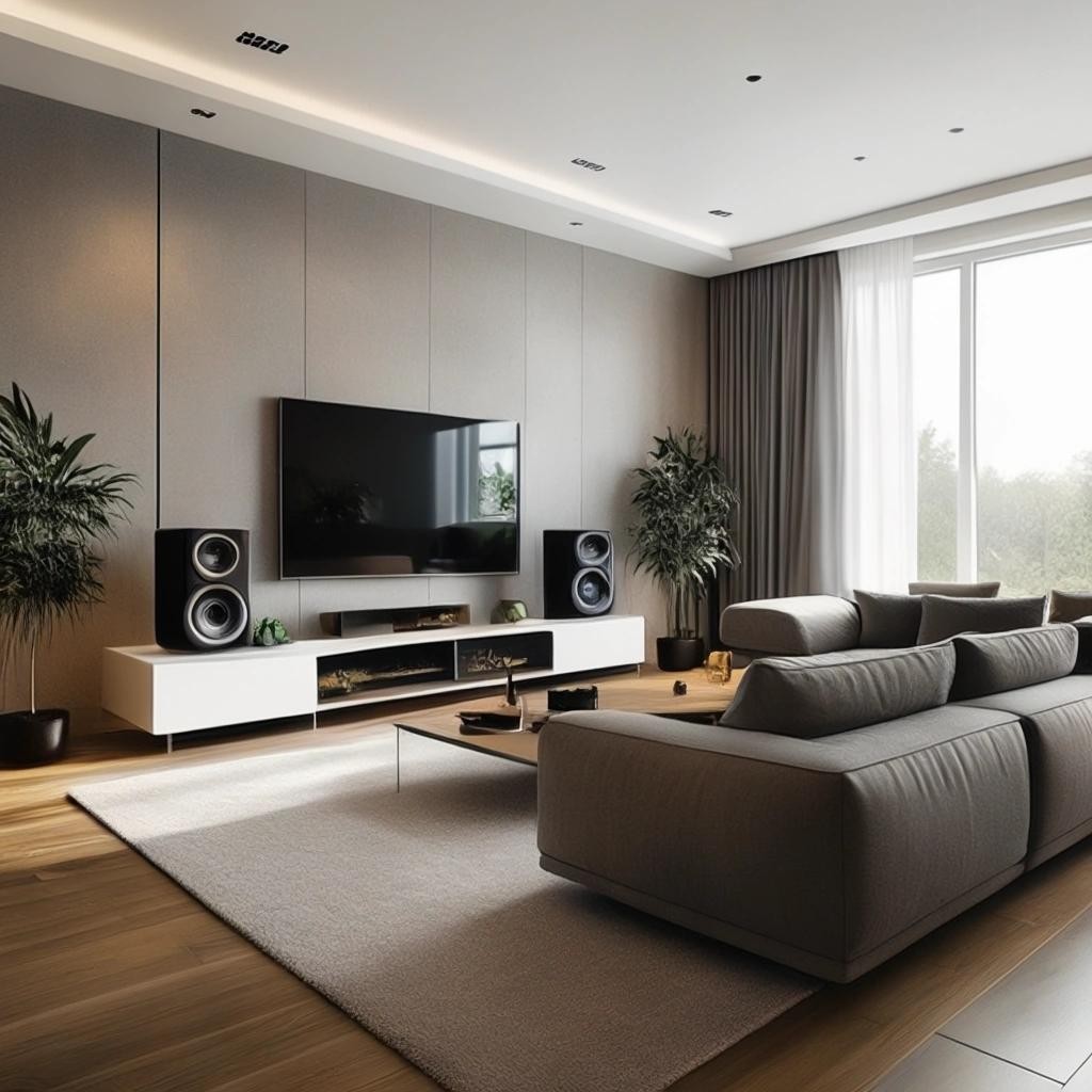 Image with seed 3642927560 generated via Stable Diffusion through @stablehorde@sigmoid.social. Prompt: the perfect surround sound hifi system in a modern living room