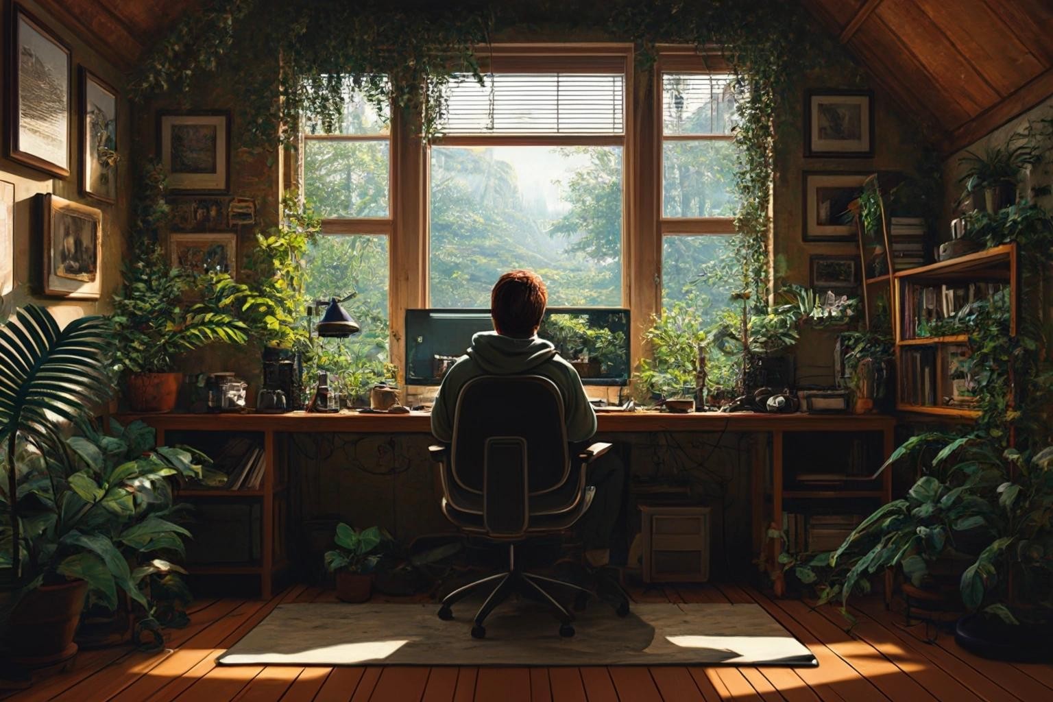 Image with seed 2126887986 generated via Stable Diffusion through @stablehorde@sigmoid.social. Prompt: a picture of myself in my natural habitat