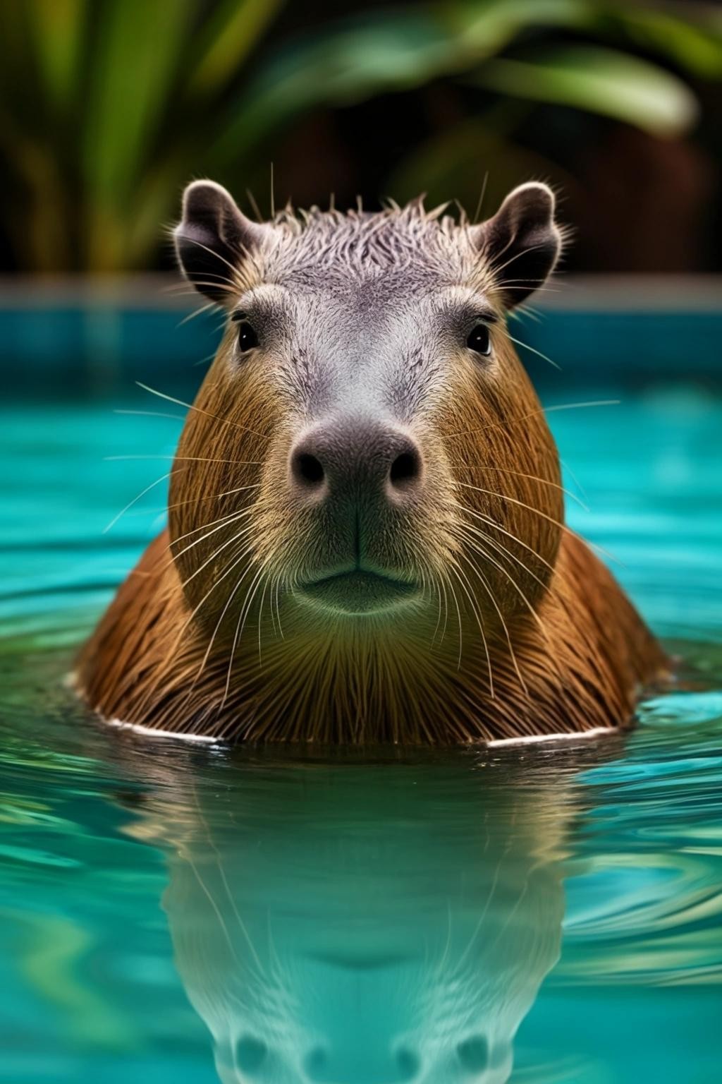 Image with seed 2971230455 generated via Stable Diffusion through @stablehorde@sigmoid.social. Prompt: a capybara swimming in a pool of caipirinha