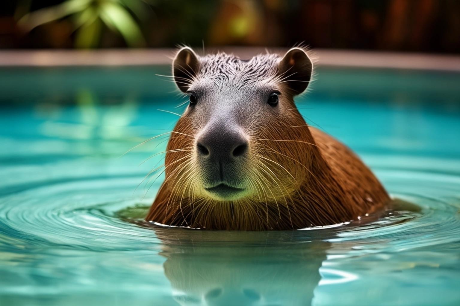 Image with seed 1524117922 generated via Stable Diffusion through @stablehorde@sigmoid.social. Prompt: a capybara swimming in a pool of caipirinha
