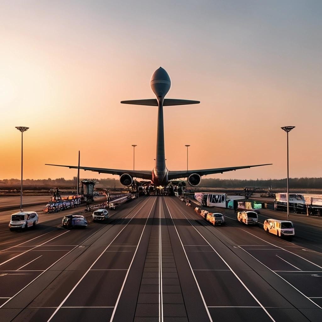 Image with seed 3679329591 generated via Stable Diffusion through @stablehorde@sigmoid.social. Prompt: the köln bonn airport with planes landing and taking off, buses on the air field, passengers boarding and a tower in the background