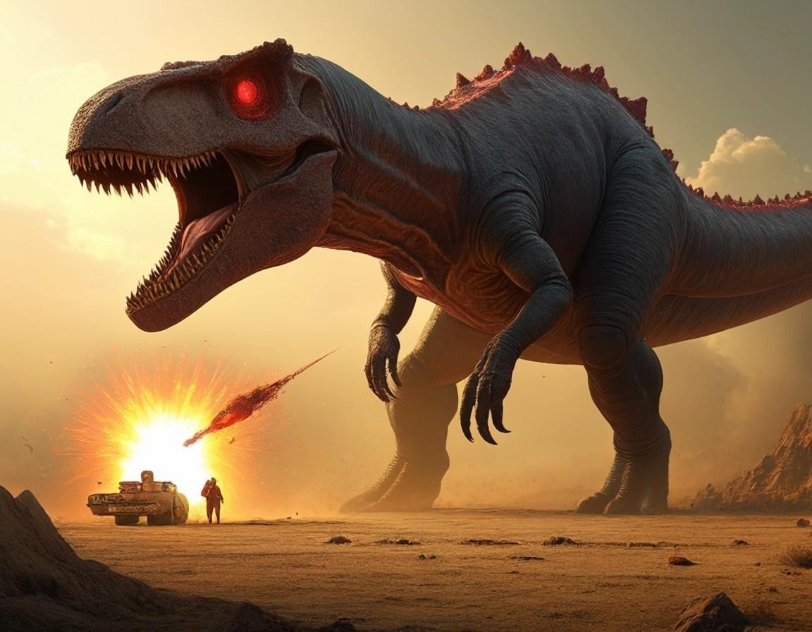Image with seed 37857932 generated via Stable Diffusion through @stablehorde@sigmoid.social. Prompt: an image of diplotocus encountering a homonculous feeding off of a gun itself retracted by a demon core feeding itself on zygg's particle going supercritical while a supernova does a backflip and kills god 2 meters away from diplotocus who is himself doing your mom
