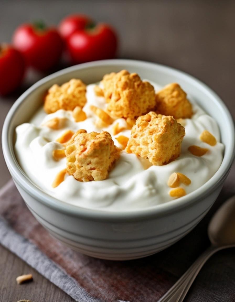 Image with seed 3255936577 generated via Stable Diffusion through @stablehorde@sigmoid.social. Prompt: a photo of a bowl of yoghurt with cheese doodles topped in.