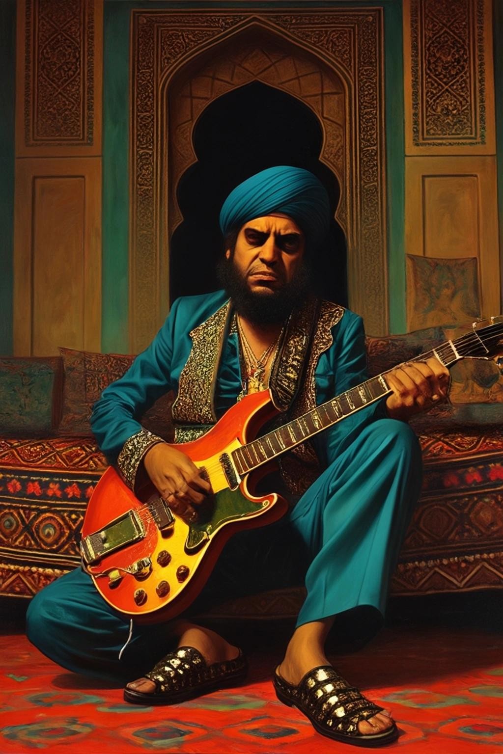 Image with seed 1174624522 generated via Stable Diffusion through @stablehorde@sigmoid.social. Prompt: Sharif don't like it Rockin' the CasbahRock the Casbah