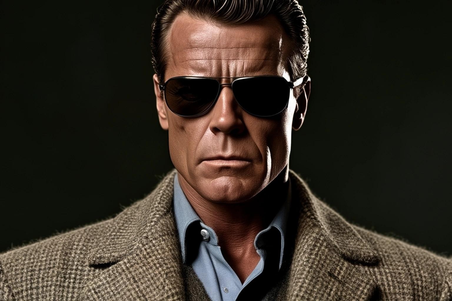 Image with seed 1726770804 generated via Stable Diffusion through @stablehorde@sigmoid.social. Prompt: the terminator in a tweed jacket saying "I need a sabbatical"