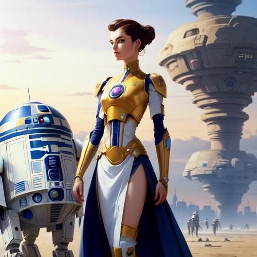Image with seed 1837979130 generated via Stable Diffusion through @stablehorde@sigmoid.social. Prompt: beautiful elegant biodroid lady wearing 35th century truuk fashion, android, cyborg, far future, space opera, star wars, moebius 