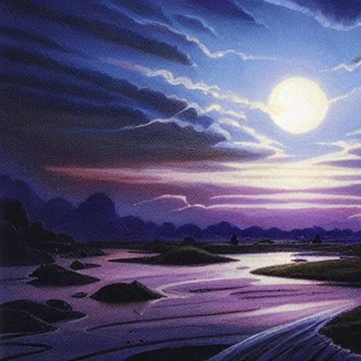 Image with seed 63864847 generated via Stable Diffusion through @stablehorde@sigmoid.social. Prompt: a beautiful night , mtg card art